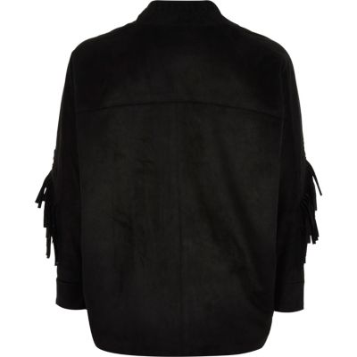 Girls black faux suede cover up